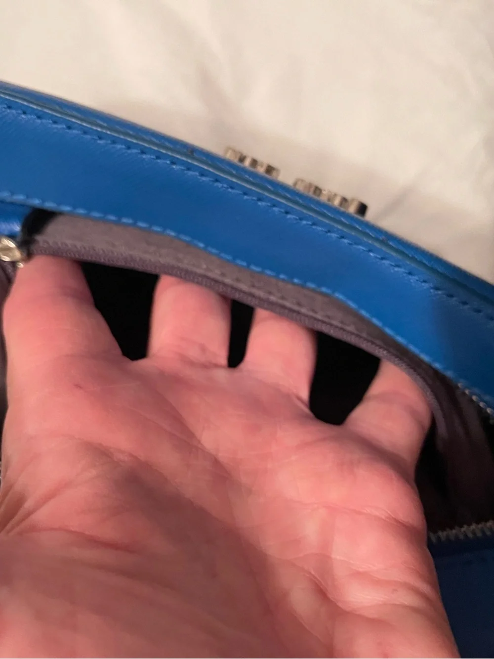Calvin Klein Electric Blue Leather Crossbody Bag